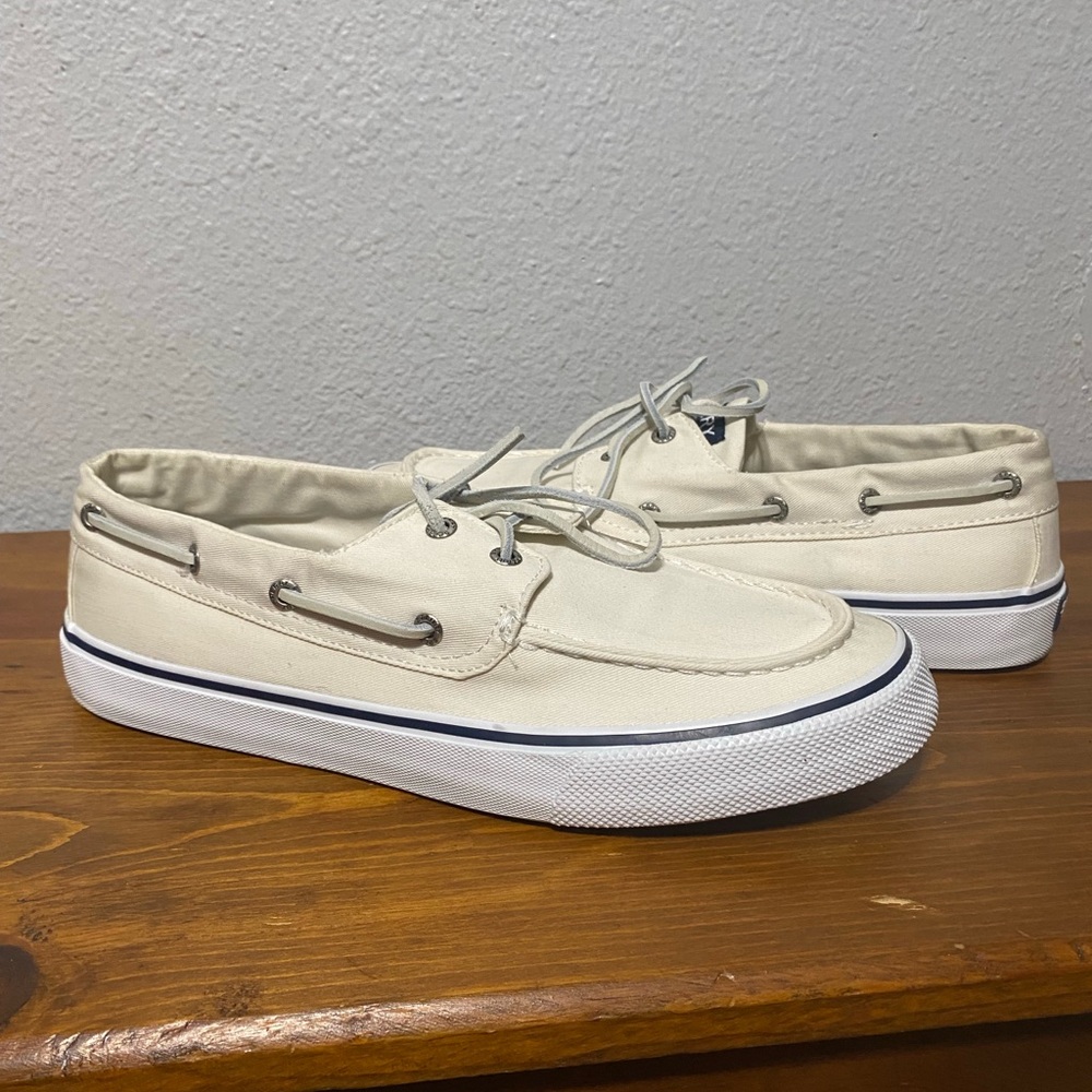 Sperry Top Siders Mens Size 10.5 White Canvas